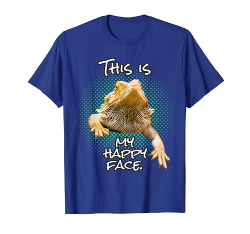 This is My Happy Face Bearded Dragon Funny Reptile T-Shirt, Men, Royal Blue, Small
