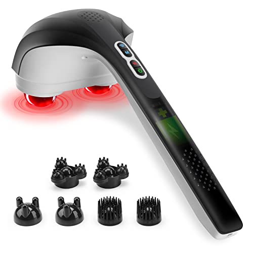 Image of Snailax Handheld Massager, Cordless Percussion Back Massager with Heat | Dual Heads Deliver Up To 3200 PPM With 3 Massage Head Sets, 3 Modes And 3 Speeds For Customized Muscle Relief