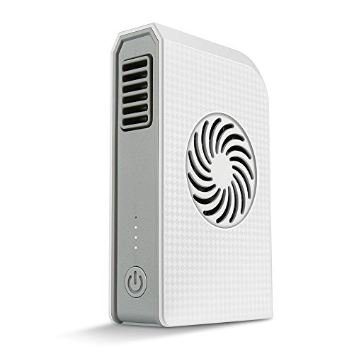 Small Personal Fan with 6000mAh Power Bank, Mini Battery Rechargeable USB Fan with Portable Phone Charger Handheld Air Conditioner Summer Cooler Bladeless No Leaf Fan (White) by Skyocean - Used condition - CA$80.79