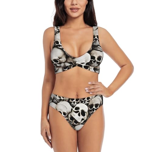 Maillot de bain deux pièces tête de mort mexicaine pour femme
