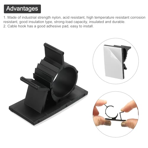 Clips de cable autoadhesivos ajustables para gestión de cables de computadora en mesas 4