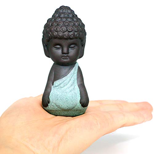 Set de 4 estatuas pequeñas de Buda de cerámica miniatura 7