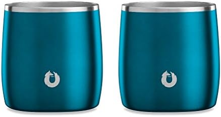 SNOWFOX Elegance Collection Insulated Stainless Steel Old Fashioned/Whiskey Glasses, Whiskey Rocks Glasses, Set of 2, Soft Blue