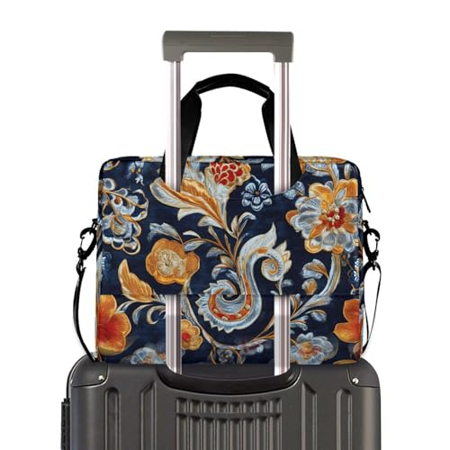 Maletín para portátil con patrón floral Paisley Amarillo y Azul miniatura 4