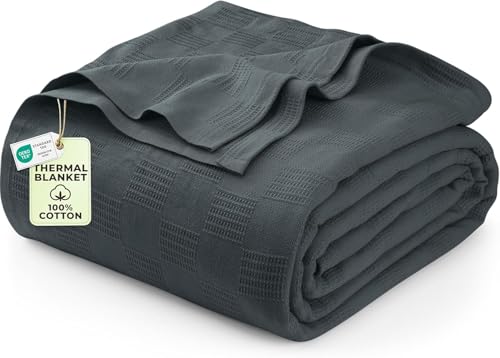 Image of Utopia Bedding Smoke Gray 100% Cotton Blanket [Twin Size - 90x72 Inch] Lightweight, Soft and Breathable Thermal Blanket for All Seasons (Pack of 10)
