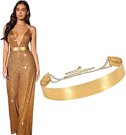 mirror gold chain waist belt