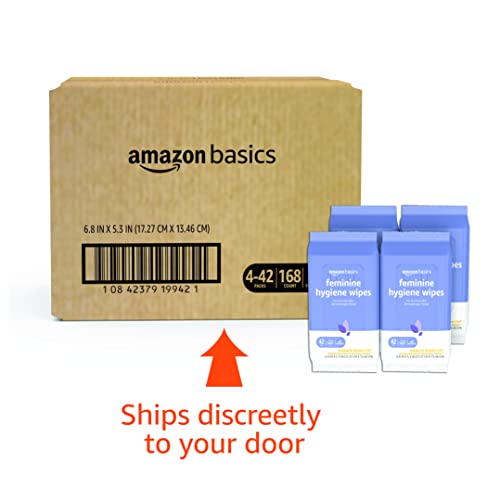 Amazon Basics Feminine Hygiene Wipes, Alcohol Free, pH Balanced, Gynecologist Tested, Fresh Scent, 168 Count (4 Packs of 42) - Image 8