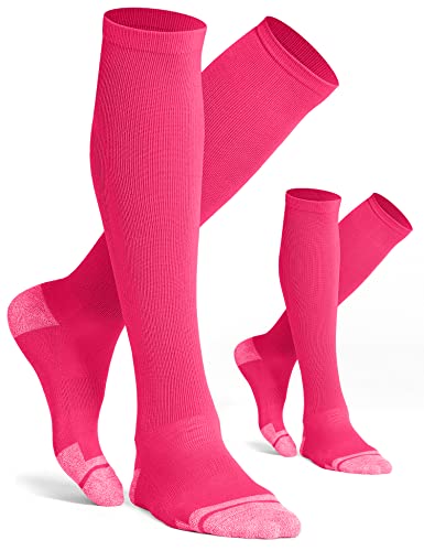 CS CELERSPORT 2 Pack Baseball Softball Soccer Socks Knee High Over the Calf Sports Tube Socks X-Small Pink