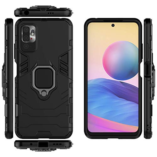 Ή@ for Redmi Note 10 5G / Note 10T 5G gѓdbP[X,Ή@ for Xiaomi Poco M3 Pro OX^h 2 in 1 X}zP[XJo[ Black