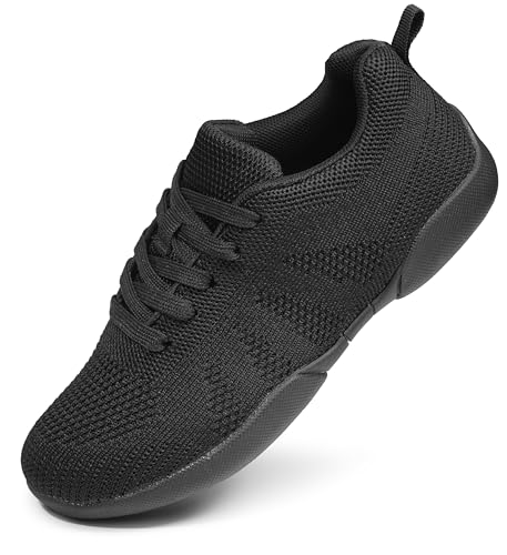 Sooneeya Cheer Shoes Girls - Youth Kids Cheerleading Shoes - Child Athletic Training Tennis Dance Sneakers Black Size 1.5 M US Little Kid