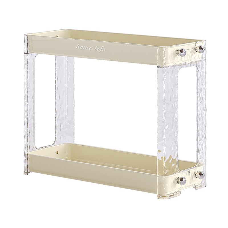 KREPS 2-Tier Countertop Organizer, Spice Rack for Kitchen Bathroom Countertop Storage, Cosmetics Skincare Shelf, Makeup Perfume Organizer Vanity Tray,1 Microfiber Cleaning Cloth Free.(Cream)