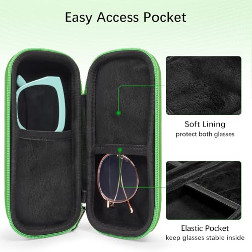 Image of Double Eyeglasses Case Hard Shell Dual Sunglasses Organizer with Zipper Closure Travel Eyewear Storage for Vehicle