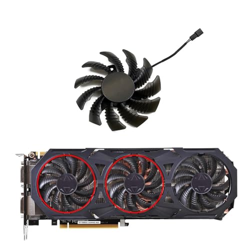 muyihui Ventiladores de refrigeración GTX970 75 mm y 2/3 pines PLD08010S12H for tarjetas GTX 970 Windforce G1 como repuesto disipador CPU(2Pin-Fan)