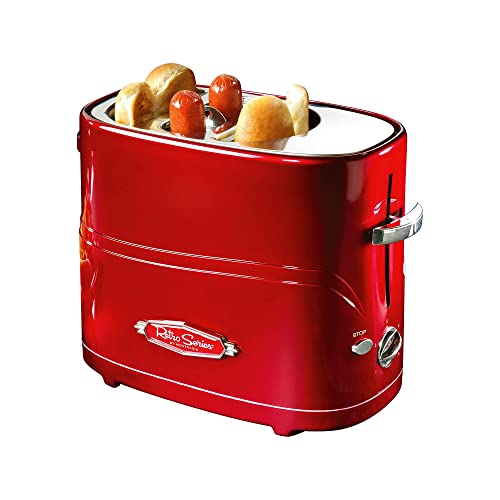 Comparison: Best Hot Dog Cooker 2 Nostalgia 2 Slot Hot Dog and Bun Toaster with Mini Tongs, Retro Toaster, Cooker that Works Chicken, Turkey, Veggie Links, Sausages Brats, Metallic Red