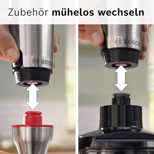 Bosch Stabmixer ErgoMaster Serie 6, Zerkleinerer, einhändig bedienbar, 4 Edelstahl-Klingen verschleißfreie Keramik-Kupplung, Luftkühlung… – Ansicht 7