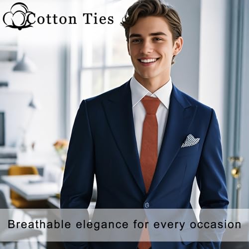 Image of Cotton Ties for Men Solid Color Skinny Tie Mens Necktie for Wedding Graduation Formal Dinner