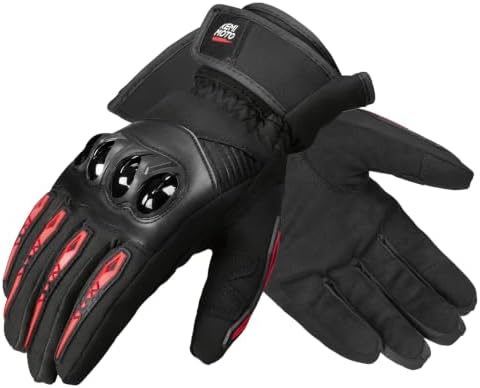 KEMIMOTO Winter-Motorradhandschuhe, 4-lagig, 2 Touchscreen-Finger | Vierlagiger Aufbau, weiches Veloursfutter und Hartschalenverstärkung am Handrücken für Stadt, Landstraße und Win