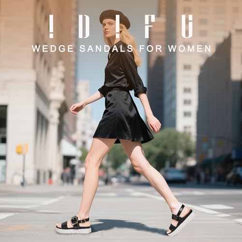 IDIFU Women's Platform Sandals with Adjustable Metal Buckle Anti-Slip Summer Sandals Shoes2