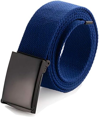 Cut To Fit Canvas Web Belt Size Up to 52" with Flip-Top Solid Black Military Buckle (16 Color and Combo Pack Options)