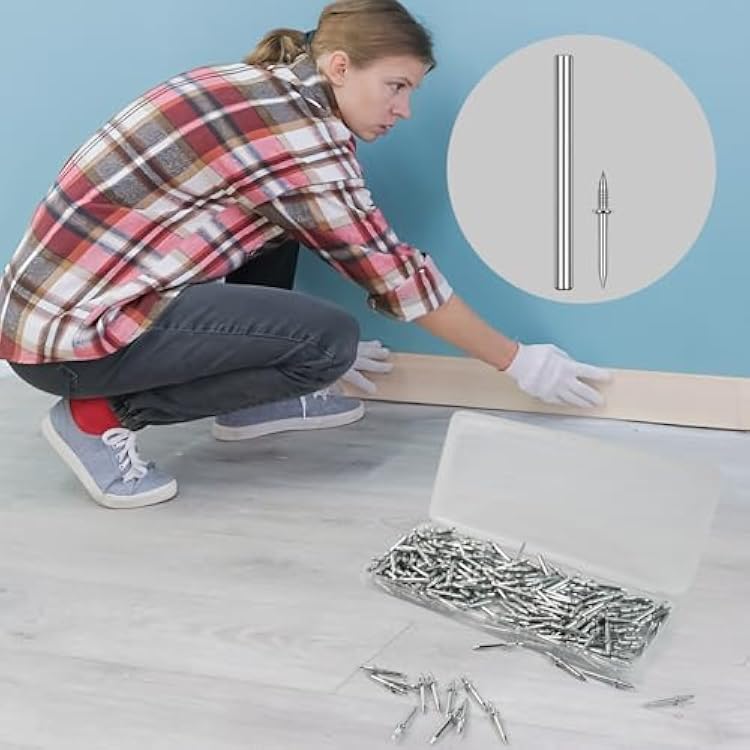 250 Pack Double-Headed Skirting Nails With Sleeve Tool - Double Sided Nails for Wood, Traceless Invisible Screws Seamless Solid Wood Baseboard
