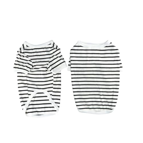 Shengxi - Shengxi T-Shirt à Rayures pour Chien Chemises pour Chiens D'été T-Shirt en Coton Doux et Respirant, Chihuahua Manches Courtes Vêtements pour Chiens et Chats de Petite (M)