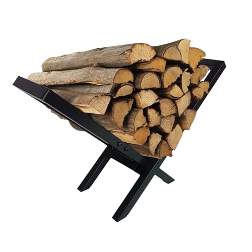 ULIKEUS Firewood Rack Outdoor and Indoor Firewood Holder Waterproof Rustproof Stable Log Holder and Fireplace Decor Wood Burning Stove Accessories