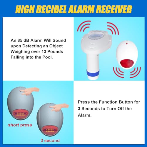 Miniatura 3 de Alarma De Piscina Con Receptor Remoto, Sistema De Monitor De Ahogamiento Subacuático De Piscina, Alarmas Junto A La Piscina Alimentadas Por Pilas Para Piscinas Enterradas Y Sobre El Suelo, Protector