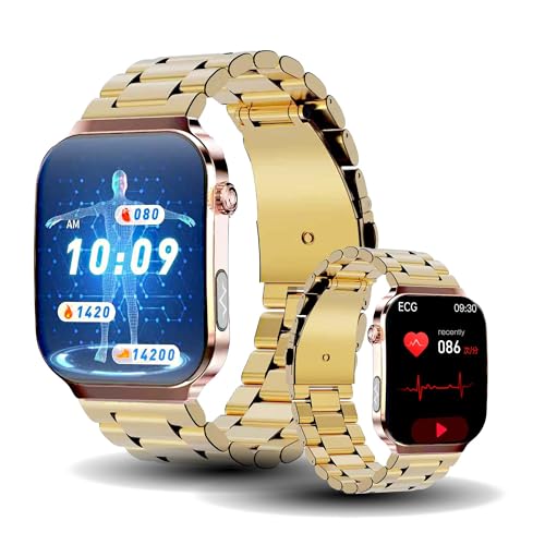oodisnei Smartwatch Herren Damen mit EKG+HRV Fitnessuhr: 2.2 "Curved AMOLED