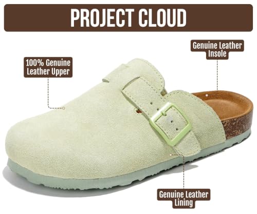 Image of 100% Genuine Leather Slip-on Footbed Clogs for Women - Fall Shoes for Women