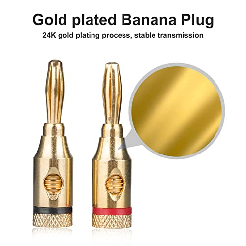 SUNJOYCO 6 Pairs Gold Plated Copper Banana Speaker Plugs, Open-Screw Connector Banana Plugs Jacks for Speaker Cables/Wall Panels/Home Theatre/Audio/Video Receivers/Amplifiers and Sound Systems - Thumbnail 2