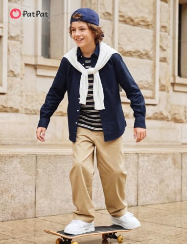 PATPAT Boys Cotton Long Sleeve Button Down Dress Shirt 7-16Y — 사진 5