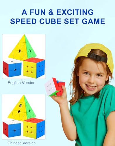 image for CFMOUR Speed Cube Set - Moyu Meilong 2x2x2 3x3x3 Pyramid Cube Bundle |