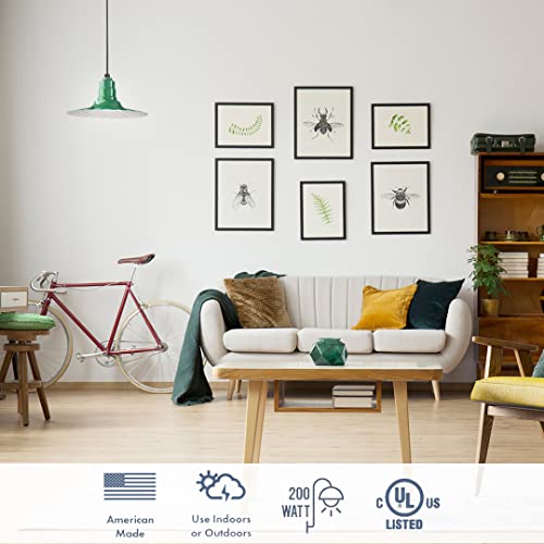 Steel Lighting Co. Eagle Rock Pendant | Ceiling Mounted Light | 16 Inch Radial Wave | 12 Inch Stem | Heavy Duty Steel Retro Farmhouse Style Made In America | Red Exterior/White Interior #TOP3