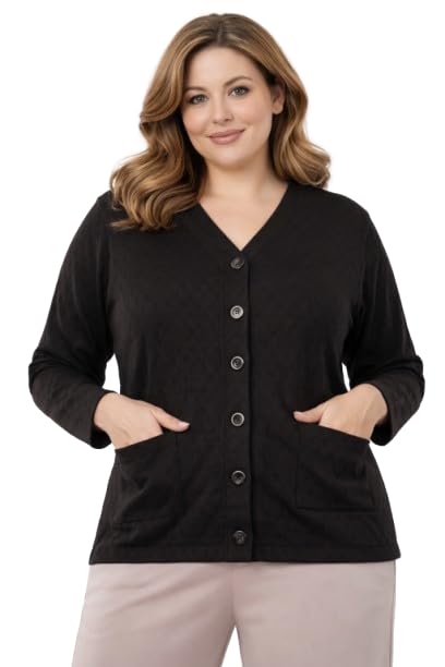 Image of Women Woollen V-Neck Cardigan Sweater for Winter Wear, Plus Size Also Available with Front Pockets