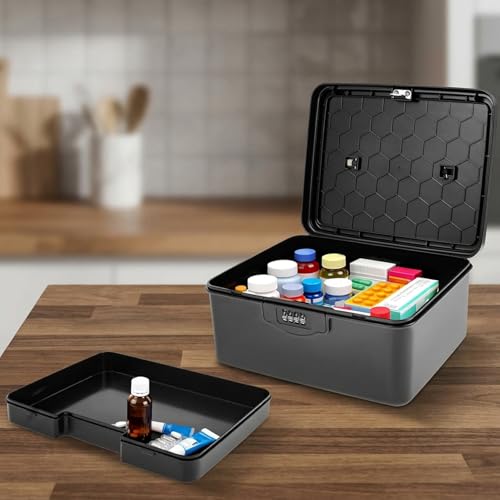 Boîte de rangement verrouillable avec code à 4 chiffres pour sécuriser vos documents et médicaments - 7
