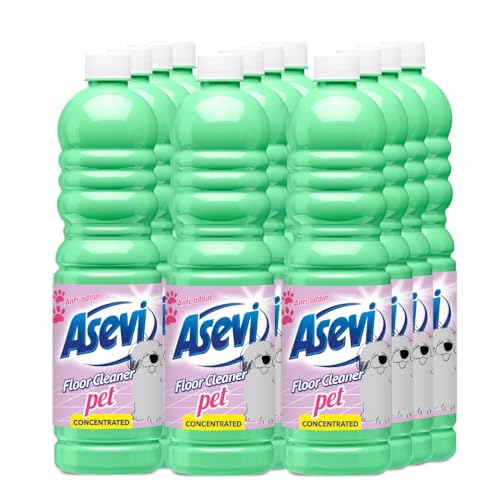 Asevi Concentrated Pet-Friendly Floor Cleaner Liquid Fresh & Powerful Cleaning for Laminate Stone & Hard Surfaces Multipack 12 x 1L Bottles