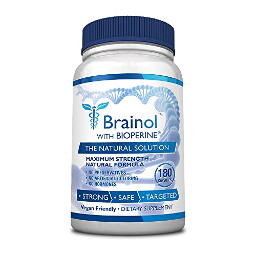 Brainol - The Smartest Choice For A Brain Boosting Nootropic - Enhance Mental Performance Focus and Clarity - With DMAE Huperzine A BioPerine - Vegan-Friendly - 180 Capsules - 3 Month Supply