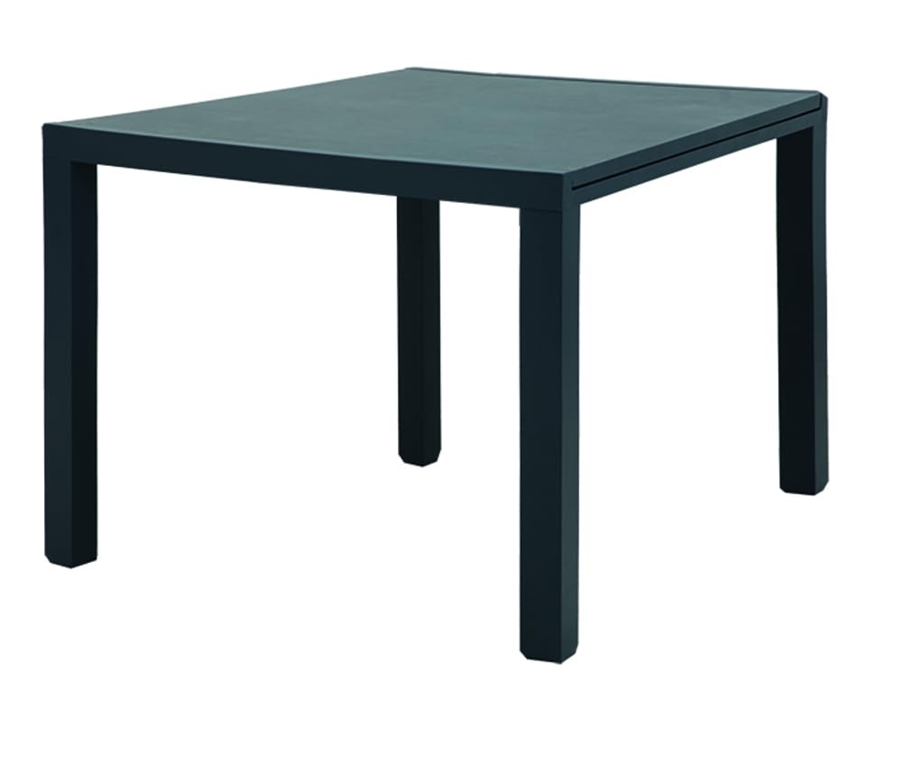 VERDELOOK | Tavolo Allungabile Malta Effetto Cemento 90/180x90 H74 cm, Tavolo Quadrato da Giardino con Struttura in Alluminio e Piano PSPC Poly Stone Plastic Composite, Apertura Scorrevole