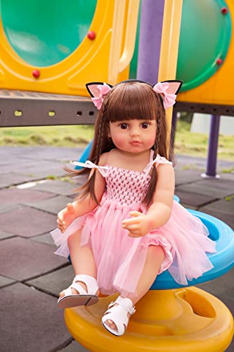 Mnmj Lifelike Reborn Baby Dolls - 22-Inch Soft Body Realistic Newborn Baby Dolls Silicone Full Body Real Life Baby Dolls With Feeding Kit Toys Accessories For Ages 3+ Year Old Girls Or Collection #TOP5