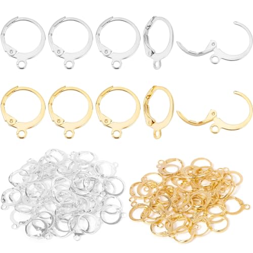 EODKSE Pendientes Circulares de Acero Inoxidable Hipoalergénicos, 40 Piezas de 14,5mm en 2 Colores con Bucle y Ganchos Redondos, Ideales para Crear Joyas Pequeñas y Sobresalientes