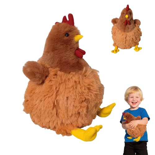 WDKXCN Huhn Kuscheltier, 26CM Huhn Plüschtier, Simuliertes Tier Hahn Kuscheltier, Super Weiche Huhn Spielzeug, Niedlichen Kuscheltiers Huhns, Plüsch Huhn Spielzeug Geschenk for Kinder und Erwachsene