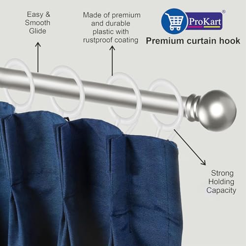 Image of ProKart Premium Plastic Curtain Rings Hook for Windows Curtains, Door Curtains, Bathroom Curtains and Other Multipurpose Usage 1.5 Inch Inner Diameter (White, 25)