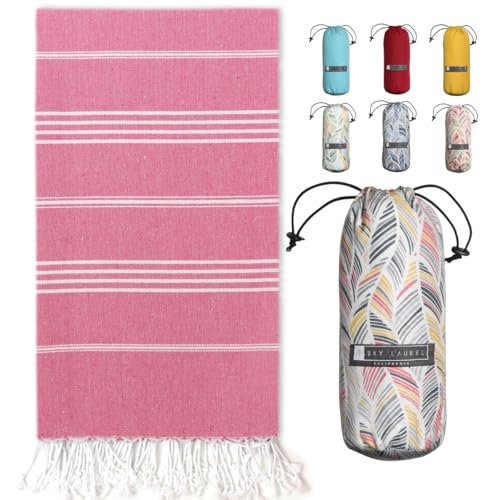 BAY LAUREL Turkish Beach Towel with Travel Bag 39...