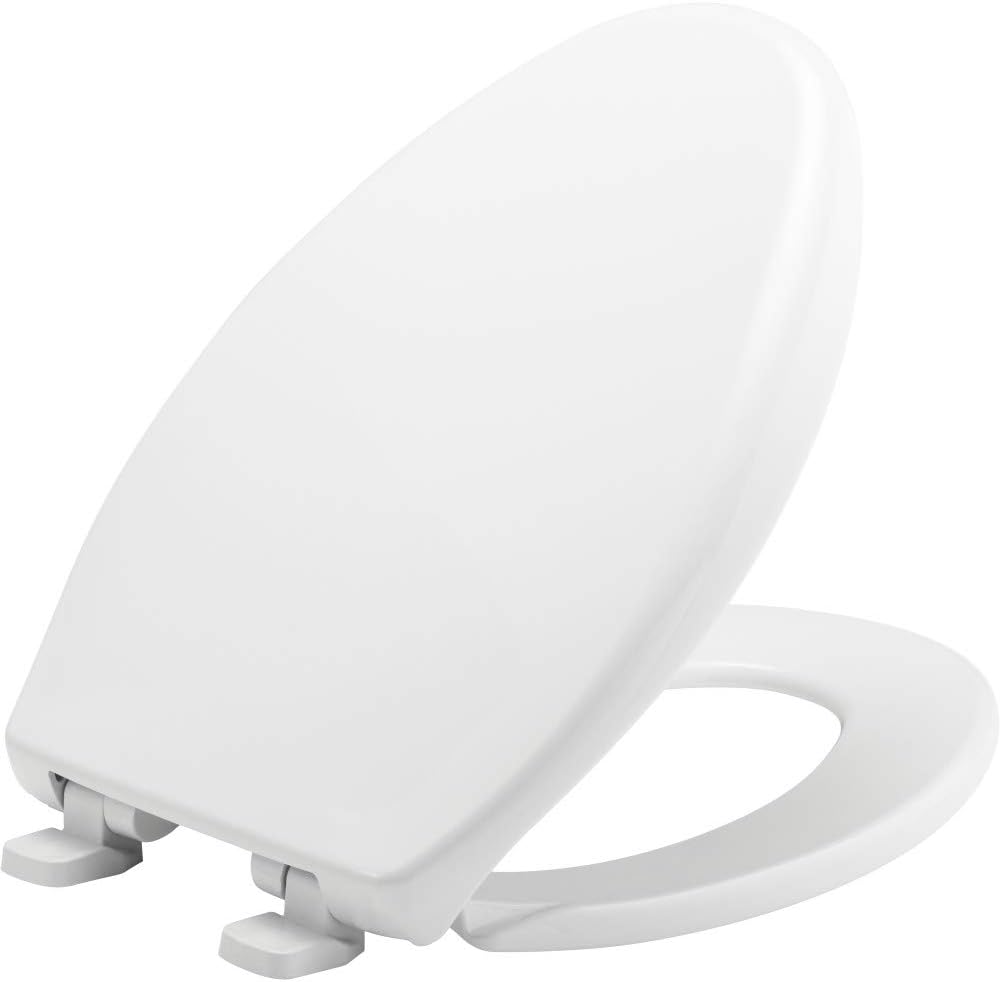 BEMIS 7900TDGSL 000 Commercial Heavy Duty Closed Front Plastic Toilet Seat with Cover will Slow Close, Never Loosen & Reduce Call-backs, ELONGATED, White White Elongated Toilet Seat