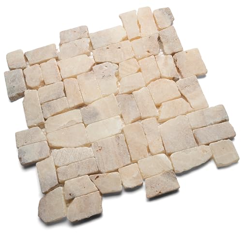 CNK Tile Mixed Quartz Mosaic Pebble Tile - 12" x 12" Polished Natural Stone for Showers Bathrooms Kitchens Backsplashes & Landscaping - Durable Weather-Resistant and Easy to Maintain - Pack of 1