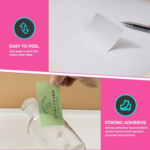 LuckyGuard 2000 Label Stickers for Printer 2\" x 4\" Mailing Labels Self Adhesive Matte Postage Labels White 10 Per Sheet Printer Labels Stickers - Thumbnail 5