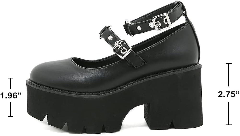 Amazon.com | CELNEPHO Womens Platform Pumps for Women Ankle Buckle Gothic Punk Mary Jane Wedges 