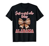 Alabama Coquette Football Bow Girl Loves Alabama T-Shirt