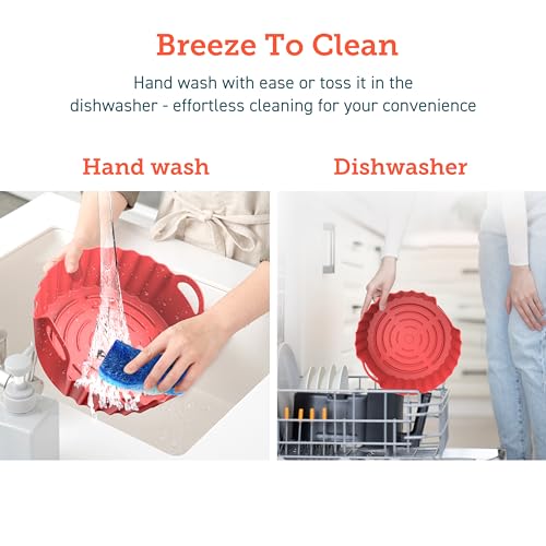 COSORI Air Fryer Silicone Liners for 3-5 Qt, 7.6 Inch Reusable Basket, Certified Food Grade Accessories, Resistant up to 450°F, Thickened & Durable​, Non-stick Dishwasher Safe, Gloves Included, 2 Pcs by Cosori - Image 4