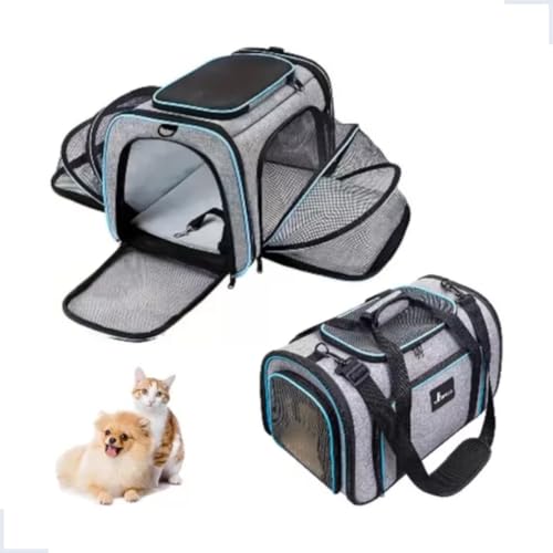 Bolsa De Transporte Pet 46x29x26cm Expansível Grande Dobravél de Luxo Para Viagem Aéreo Cabine Passe